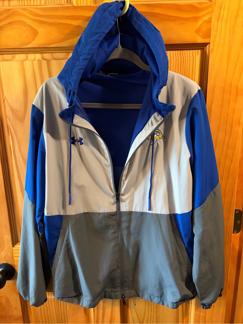 SDSU Under Armour Men's Blue & Gray Hooded Windbreaker Jacket